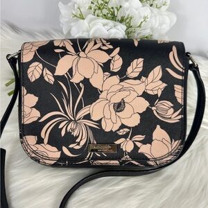 Kate Spade Black and Pink Crossbody Bag with Floral Design